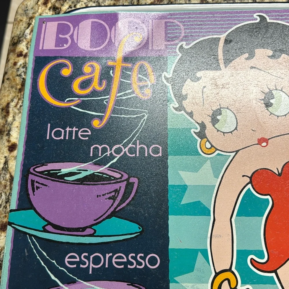 Betty Boop Metal Cafe Wall Art - Purple & Teal